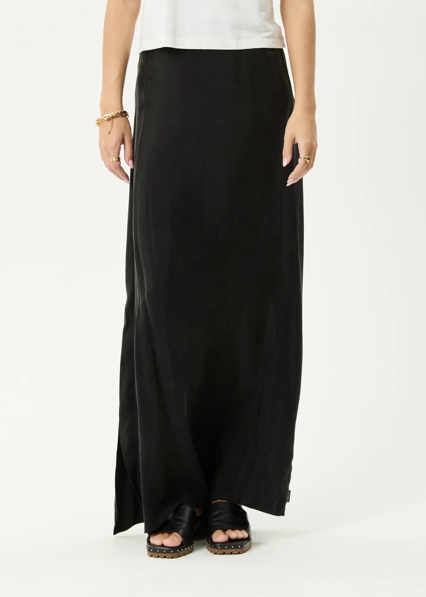 Afends Grace Cupro Maxi Skirt Black