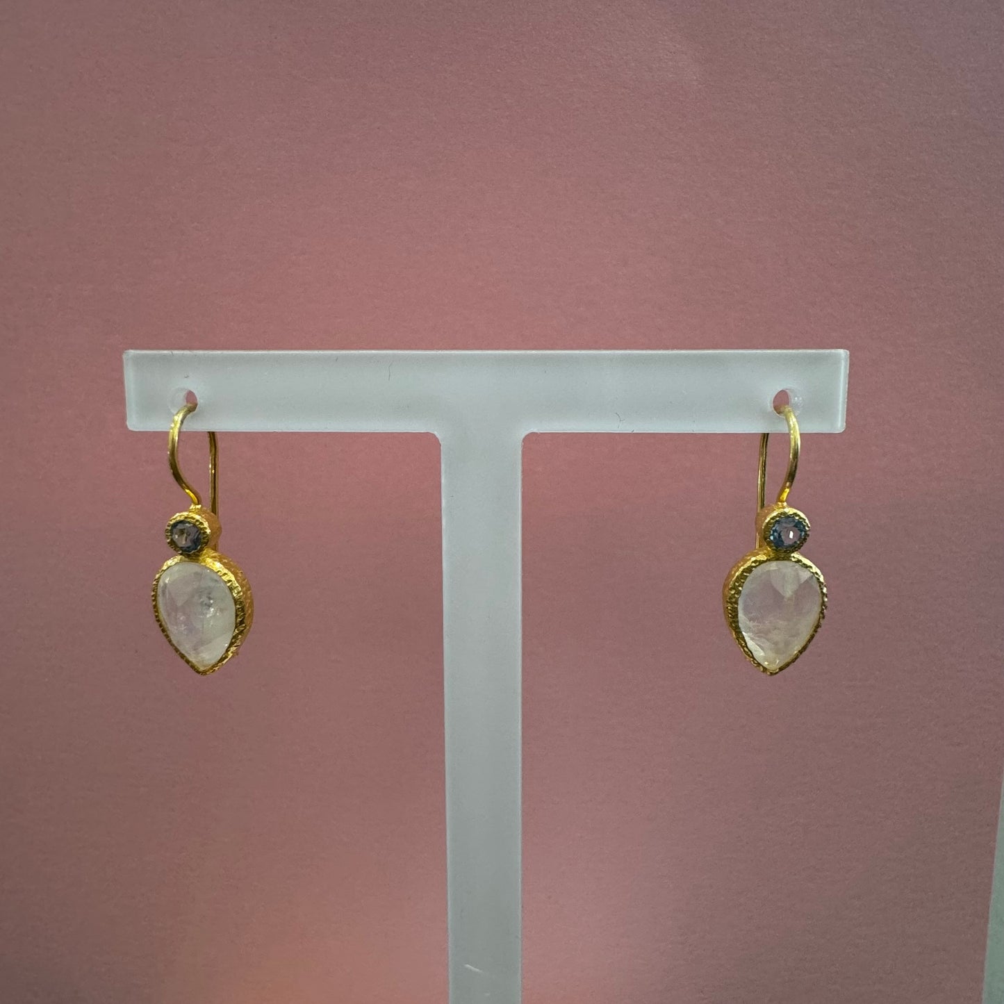 Celestia Drop Earrings – Moonstone & Blue Topaz Magic