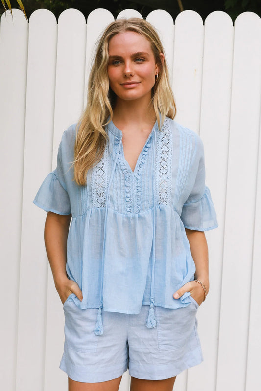 Oversized Boho Top Blue